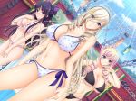  1024x768 3_girls 4:3_aspect_ratio art bertille_althusser bikini blonde_hair blue_eyes blush celia_cumani_aintree cg_art clothing dutch_angle female female_only game_cg komori_kei long_hair multiple_girls navel potential_duplicate ryuzouji_akane swimsuit walkure_romanze wallpaper 