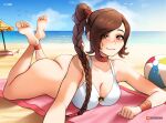 1girl 1girl 2022 :3 ankle_wraps ankleband asian_female ass avatar:_the_last_airbender back barefoot beach beach_ball beach_towel beach_umbrella big_breasts big_breasts big_breasts bikini birds blush bottomless braid breasts brown_hair bubble_ass bubble_butt cleavage clouds cloudscape confident cute day eyebrows_visible_through_hair eyes_visible_through_hair feet feet_up female_focus female_only foot_fetish full_body high_res light-skinned_female long_hair looking_at_viewer lying lying_down lying_on_stomach myst nickelodeon ocean outdoor_nudity outside partial_nudity sand selfpic shovel smile smug smug_face soft_shading soles solo_female solo_focus summer swept_bangs swimsuit tagme teen the_pose thick_thighs toes ty_lee water yhw