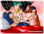  bulma_briefs dragon_ball dragon_ball_super dragon_ball_z female leotaku son_goku vegeta 