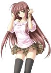  1girl bare_shoulders brown_eyes brown_hair female kikyou_(shuffle!) lisianthus long_hair miniskirt pointy_ears shuffle! skirt solo zettai_ryouiki 