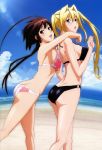 2girls absurd_res absurdres art beach bikini female from_behind hug hug_from_behind hugging multiple_girls official_art sekirei swimsuit tall_image yuri