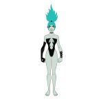  blue_hair danny_phantom ember_mclain flaming_hair green_eyes leaodesordeiro one-piece_swimsuit pale_blue_skin 