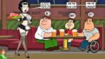 bonnie_swanson family_guy garter glenn_quagmire high_heels joe_swanson miniskirt peter_griffin stockings thighs waitress