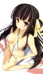  bikini black_hair breasts cleavage female koikishi_purely_kiss long_hair shidou_mana swimsuit wardrobe_malfunction yuuki_hagure 