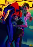  across_the_spider-verse ass_grab blonde_hair blue_eyes gwen_stacy kissing light-skinned_female marvel miguel_o&#039;hara older older_female older_male penis_grab size_difference spider-gwen spider-man_2099 young_adult 