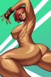 anus ass ass big_breasts breasts fingerless_gloves giovanna_(guilty_gear) guilty_gear looking_at_viewer nipples pussy unknown_artist