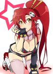 1girl bikini_top boots breasts cleavage female female_only fingerless_gloves gloves long_hair pink_legwear ponytail red_hair scarf shorts solo suika_soda tengen_toppa_gurren-lagann thighhighs yellow_eyes yoko_littner