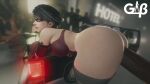  1boy 1girl anal anal_penetration ass_slap bayonetta bayonetta_(character) big_black_cock big_breasts black_hair bouncing_ass bouncing_breasts bubble_butt dark-skinned_male doggy_position from_behind generalbutch green_eyes interracial moaning thick_thighs 