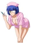 blue_hair costume female girl ikkitousen nurse ryomou_shimei short_hair solo