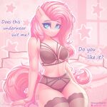  anthro cute cutie_mark flutters fluttershy fluttershy_(mlp) lingerie my_little_pony sitting solo_female solo_focus 