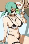 1girl beach beat_coop_from_the_underworld demon_girl duel_monster green_hair light_green_hair yu-gi-oh