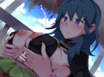 beach big_breasts blush boris_(noborhys) breasts byleth_(fire_emblem) byleth_(fire_emblem)_(female) censor_bar cum cum_on_breasts ejaculation_between_breasts fire_emblem fire_emblem_heroes paizuri the_legend_of_zelda young_link