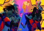  across_the_spider-verse blonde_hair blue_eyes gwen_stacy light-skinned_female marvel miguel_o&#039;hara older older_female older_male size_difference spider-gwen spider-man_2099 young_adult 