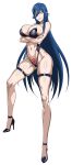  1girl alluring big_breasts bikini blue_hair cleavage high_heels high_school_dxd kalawarner under_boob yellow_eyes yxyyxy 