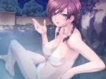 braid breasts brown_hair censored dark_skin female game_cg happoubi_jin jpeg_artifacts mika_kuouzumiaiginsusutakeizumonokamimeichoujin nude onsen outdoor pussy_hair resort_boin tan tanline twin_braids