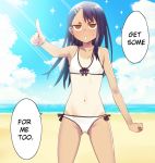  1girl beach bikini dark-skinned_female dark_skin female_only gazing_eye ijiranaide_nagatoro-san nagatoro_hayase one-piece_tan outside please_don&#039;t_bully_me,_nagatoro side-tie_bikini small_breasts solo_female 