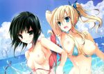 2girls bikini black_hair blonde_hair blue_eyes boku_wa_tomodachi_ga_sukunai breasts female kashiwazaki_sena mikazuki_yozora multiple_girls possible_duplicate short_hair swimsuit wardrobe_malfunction