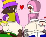  1girl 2_girls 2boys a_hat_in_time ass back_view blue_clothes brown_hair clothed_sex cum_inside flushed green_clothes hat hat_kid heart heart-shaped_pupils hearts_around_head horse_tail ice_climber male nana_(ice_climber) parka penis_in_pussy pink_clothes pleasure_face popo_(ice_climber) purple_clothes shoes smile tail the_legend_of_zelda toon_link 