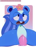 anthro blue_fur dildo female female_anthro fur furry happy_tree_friends mu111777 petunia petunia_(htf) pussy pussy_juice skunk tears text