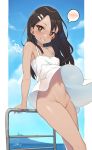 1girl bottomless cloba_(daeniel811015) dark-skinned_female dark_skin female_only ijiranaide_nagatoro-san nagatoro_hayase outside please_don't_bully_me,_nagatoro small_breasts solo_female wind wind_lift