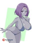  1girl 1girl 1girl alternate_costume bikini blue_bikini blue_swimsuit breasts cleavage dc_comics female_only navel noboru rachel_roth raven_(dc) swimsuit teen_titans 