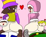 1girl 2_girls 2boys a_hat_in_time ass back_view blue_clothes brown_hair clothed_sex cum_inside flushed green_clothes hat hat_kid heart heart-shaped_pupils hearts_around_head horse_tail ice_climber male nana_(ice_climber) parka penis_in_pussy pink_clothes pleasure_face popo_(ice_climber) purple_clothes shoes smile tail the_legend_of_zelda toon_link