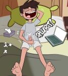  1boy bed computer croc_(artist) cum fapping male_only marco_diaz masturbation star_vs_the_forces_of_evil yaoi 