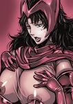  1girl avengers black_hair breasts brown_eyes bukkake comic_book_character cum cum_on_body cum_on_breasts cum_on_clothes cum_on_hand cum_on_hands cum_on_upper_body defeated facial female_only hands_on_breasts huge_breasts human itagayui lips looking_at_viewer marvel mature mature_female messy_hair mutant_(marvel) nipples nipples_visible_through_clothing scarlet_witch superheroine sweat wanda_maximoff warainaku x-men 