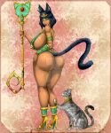 big_breasts black_hair cat_ears cat_girl cat_tail dannyartz egyptian green_eyes original_character sexy