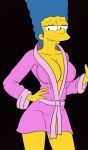 1girl blue_hair hot marge_simpson semi-nude sexy sexy_body sexy_pose the_simpsons yellow_skin