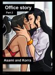 2_girls asami_sato bedroom_eyes black_hair blue_eyes brown_hair brown_skin comic green_eyes horny korra naughty_face olena_minko sexy the_legend_of_korra the_legend_of_korra* yuri