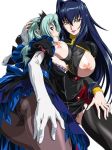 2girls annerose_vajra breasts female green_hair koutetsu_no_majo_anneroze large_breasts long_hair mitico_fleuretty multiple_girls nipples