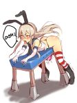 1girl ahegao artificial_vagina ass blush cum ejaculation erection female futanari hard_translated kantai_collection masturbation nbo open_mouth penis penis_milking shimakaze_(kantai_collection) solo spank spanked spanking speech_bubble text thighhighs tongue tongue_out translated wide_hips