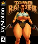 1girl 2022 big_breasts edit edited female_only gun handgun jay-marvel lara_croft looking_at_viewer parody thick_thighs tomb_raider voluptuous voluptuous_female wide_hips