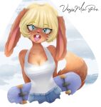  1girl alternate_species anthro anthro_only anthrofied bare_shoulders blonde blonde_hair blue_clothes blue_clothing blue_eyes bottomwear breasts brown_ears brown_fur buckteeth bunny bunny_ears clothed clothes clothing covered_breasts covered_nipples disney disney_channel disney_xd ears ears_down female female_only freckles fur furries furrification furrified furry furry_only furry_tail grin hourglass_figure humanoid jackie_lynn_thomas jean_shorts jeans lagomorph lagomorph_humanoid leporid leporid_humanoid long_ears long_tail mammal mammal_humanoid rabbit rabbit_ears rabbit_girl rabbit_humanoid safe_for_work sfw shorts skateboard skater skater_girl smile solo solo_female solo_focus star_vs_the_forces_of_evil t-shirt tail teeth topwear venjaminpro white_clothes white_clothing white_t-shirt wide_hips 