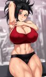  big_breasts breasts female_only jmg jmg_partybean long_hair momo_yaoyorozu my_hero_academia patreon patreon_reward solo_female teen thick_thighs 