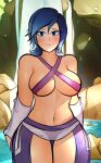  almost_naked aqua_(kingdom_hearts) big_breasts blush grin kingdom_hearts panties_only 