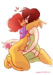  2010s 2017 2_girls 2d 2d_(artwork) aged_up anal_plug arms_around_another&#039;s_neck arms_around_neck bottomless bottomless_female breasts breasts_press brown_hair chara chara_(undertale) charisk clothing digital_media_(artwork) duo female/female female_chara female_frisk female_human female_only fingering fingering_another fingering_partner fingering_pussy frisk frisk_(undertale) green_clothing green_legwear green_stockings green_thighhighs human human_only kneeling ladybumtickler legwear nipples object_insertion sex sex_toy sex_toy_insertion short_hair simple_background sniggysmut stockings striped_clothing thighhighs tongue tongue_out topless topless_female undertale undertale_(series) video_game_character video_games white_background yuri 