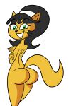  1girl 1girl 2024 ass ass black_hair black_nose breasts cat_ears cat_girl cat_tail edit eyebrows eyelashes female_only furry furry_female green_eyes grin kitty_katswell looking_at_viewer nickelodeon nipples scobionicle99 sideboob smiling_at_viewer t.u.f.f._puppy white_background 