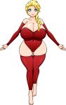 ale-mangekyo ale-mangekyo_(artist) ass beige_skin big_ass big_breasts blue_eyes breasts cleavage commission disney elsa erect_nipples female frozen_(movie) gold gold_ring nipples red_outfit ring solo yellow_hair