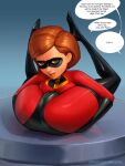 1girl ass big_ass bodysuit breasts brown_hair cameltoe captured cartoon_milf clothed_female defeated disney elastigirl female_focus female_only helen_parr high_heel_boots high_heels large_ass masked_female mature mature_female milf olexeyolegdraws pixar pussylicking short_hair smooth_skin solo_female solo_focus superheroine tagme the_incredibles