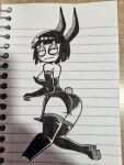  1girl ass bunny_ears bunnysuit creepy_susie embarrassed goth goth_girl pinup sethanol side_view the_oblongs 