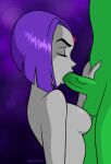 1boy 1girl beast_boy bold-n-brash cartoon_network dc_comics dcau faceless_male fellatio forehead_jewel garfield_logan green_skin grey_skin male older older_female older_male purple_hair rachel_roth raven_(dc) straight teen_titans young_adult young_adult_female young_adult_male young_adult_woman