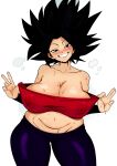 1girl ajaycolor big_breasts bitch black_hair blush breasts bunkwizard caulifla chubby cleavage clothed color color_edit colored colored_inner_hair colored_sketch colored_skin colorized double_v dragon_ball dragon_ball_super female_only female_saiyan fully_clothed hooker large_ass looking_at_viewer looking_back mature_female navel nipple_bulge pervert pervert_female pointy_nipples presenting prostitution pulling_shirt recolor saiyan sex_invitation sexually_suggestive shounen_jump slightly_chubby smile solo_female solo_focus sweat sweatdrop thick_thighs thighs tight_clothing tubetop v venus_body wide_hips wide_thighs