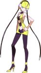 bare_shoulders black_legwear blonde_hair blue_eyes gym_leader hand_on_hip headphones high_heels kamitsure_(pokemon) navel official_art ohmura_yusuke oomura_yuusuke pantyhose pokemon pokemon_(game) pokemon_black_and_white pokemon_bw shoes solo sugimori_ken unno_takao