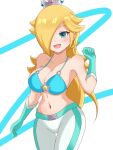  1girl alluring big_breasts blonde_hair blue_eyes bra cleavage crown female_only mario_(series) nintendo open_mouth princess princess_rosalina rosalina royalty super_mario_bros. yassrosalina 