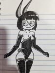  1girl bunny_ears bunnysuit creepy_susie goth goth_girl pinup sethanol the_oblongs 