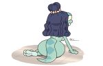  1girl 1girl absurd_res accessory amphibia amphibia_(series) amphibian ass bent_over big_eyes breasts disney green_body green_skin hair hair_accessory high_res lady_olivia looking_back mr_valentine00 newt nipples nude salamander_(amphibian) simple_background straight_hair thick_thighs 