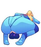  1girl ass ass_focus big_ass blonde_hair clear_background clothed_masturbation clothed_sex derpixon dildo female_masturbation female_only gif masturbation masturbation metroid purple_dildo riding_dildo samus_aran thick_thighs zero_suit_samus 