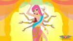 1girl 2023 belly_dancer breasts dancer dancing earrings edit erin_esurance esurance eyebrows eyelashes ghostbot green_eyes lipstick mascots navel nipples phillipthe2 pink_hair